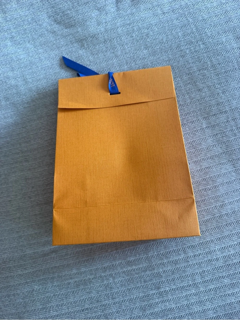 Louis Vuitton Orange Gift Bag with Blue Ribbon new